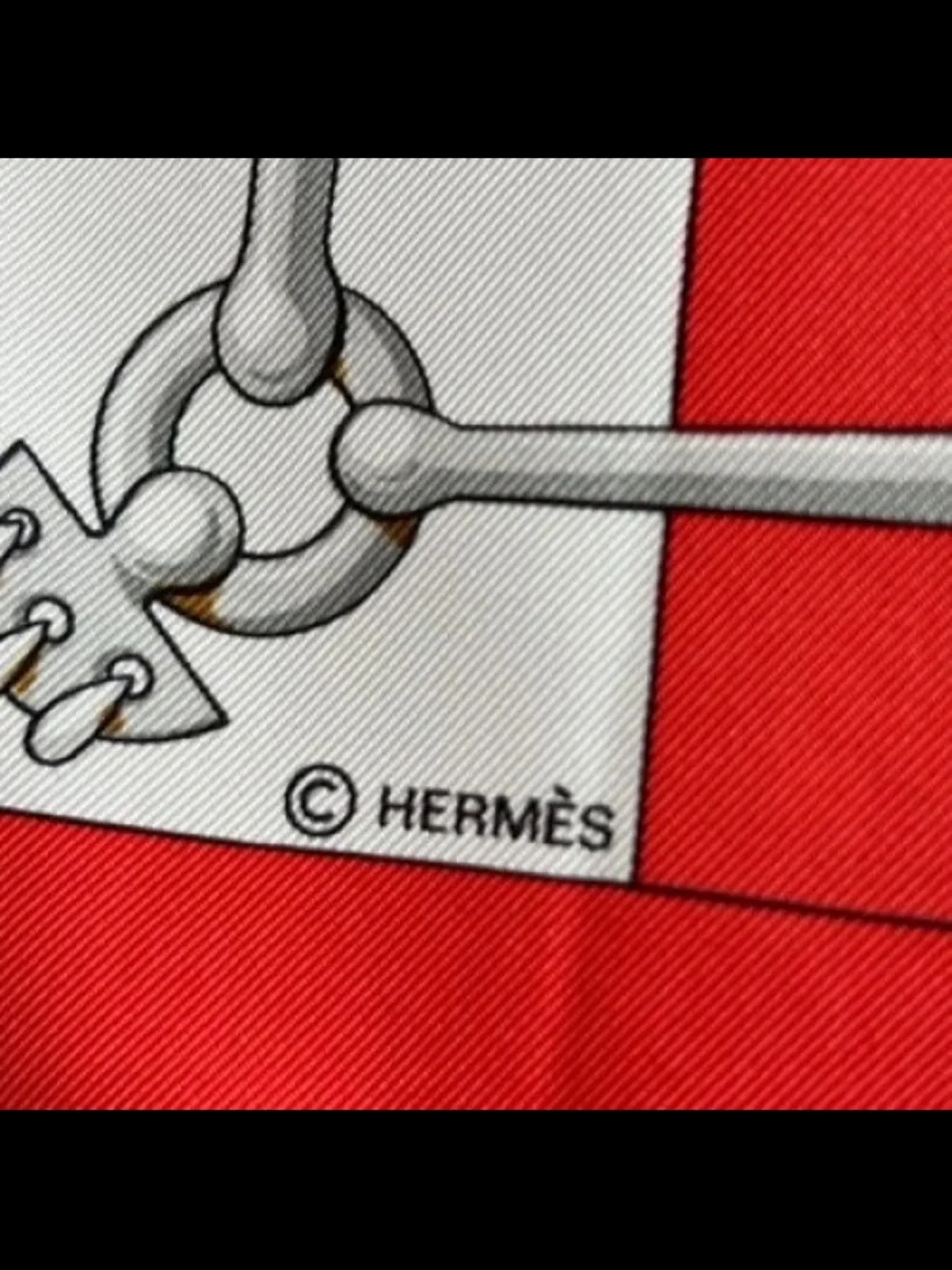 Hermes Red White and Gold Equestrian Print Silk Scarf